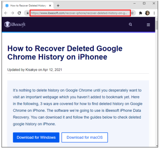 recover deleted google chrome history on iPhone
