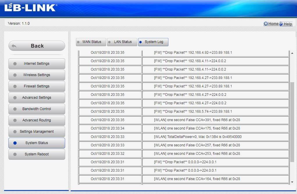 router system logs