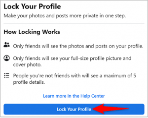 lock the facebook profile