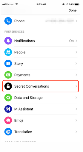 Click on secret conversations