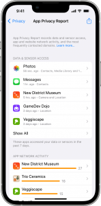 iOS 15.2 App Privacy Report