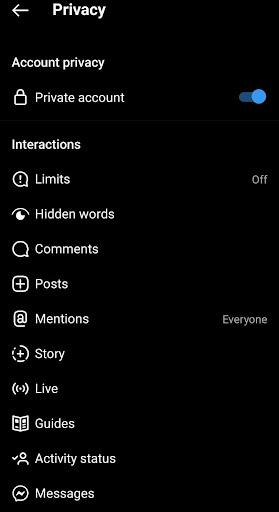 private account enable instagram parental controls