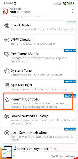 mobile security parental controls